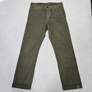 Wallace & Barnes Selvedge Officers Army Green Chino Pants Mens (30x32) Durable